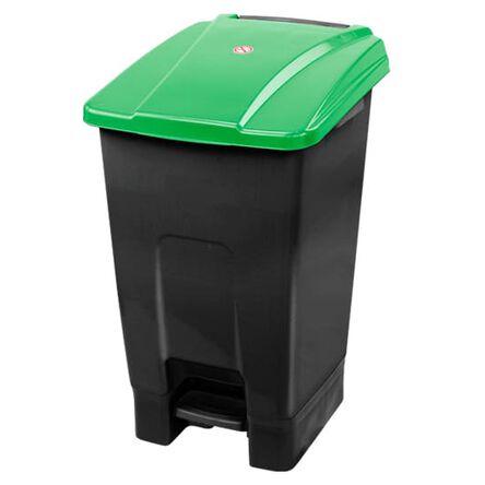 Cubo de basura con pedal y ruedas de 70 litros Verde