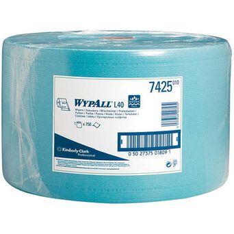 Paño de papel en rollo grande Kimberly Clark WYPALL L40 de 3 capas, papel reciclado azul
