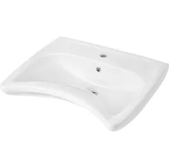 Wall-mounted ceramic sink for people with mobility limitations with overflow VITAL