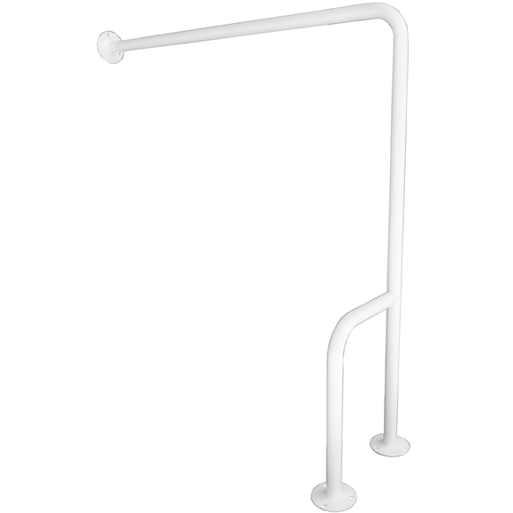 Uchwyt dla niepełnosprawnych mocowany do podłogi i ściany prawy ⌀ 32 80 cm stal biała