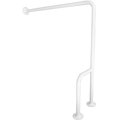 Manija para discapacitados montada en el suelo y la pared derecha de 32 mm de diámetro y 80 cm de largo, de acero blanco Faneco
