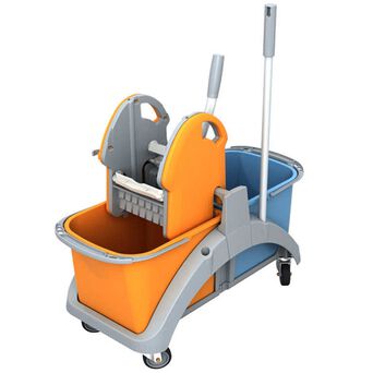 Double bucket cleaning trolley with wringer 2x20 l TS20003