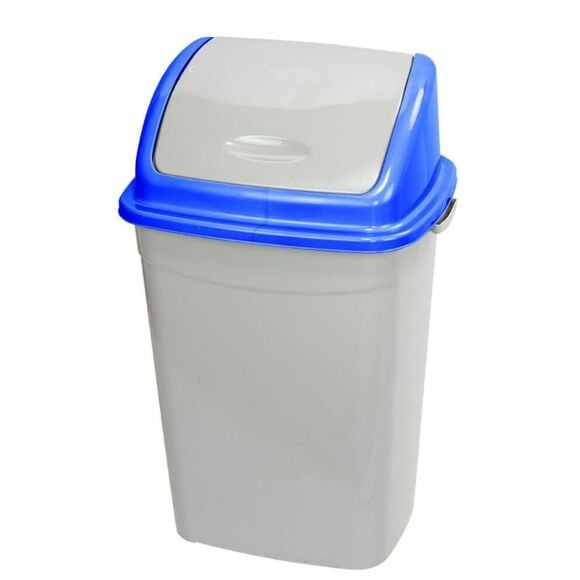 Koš s výklopným víkom 50 litrov plast šedo - modrý