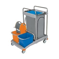 Reinigungswagen mit zwei Eimern 2 × 20 Liter, Presse, 120 Liter Schutzsack Splast