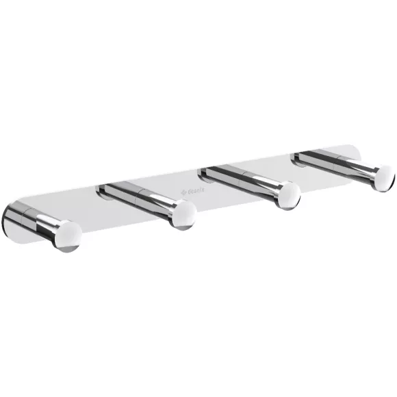 Wieszak posiada cztery chromowane haczyki, gwarancja funkcjonalności oraz wytrzymałości 