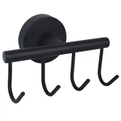Čtyřnásobný hákový věšák Bisk for You, černý hliníkový