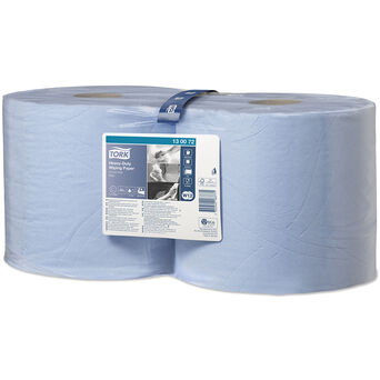 Papierhandtuchrolle in großer Größe, vielseitig einsetzbar für hartnäckige Verschmutzungen, Tork, 2 Stück, 2-lagig, 170 m, blauer Zellstoff