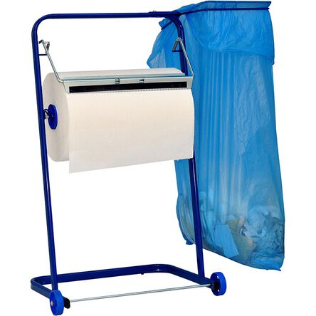 Mobilny stojak na czyściwo z uchwytem na worek na odpadki