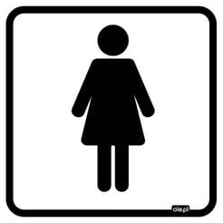 Designation of women's toilet black and white