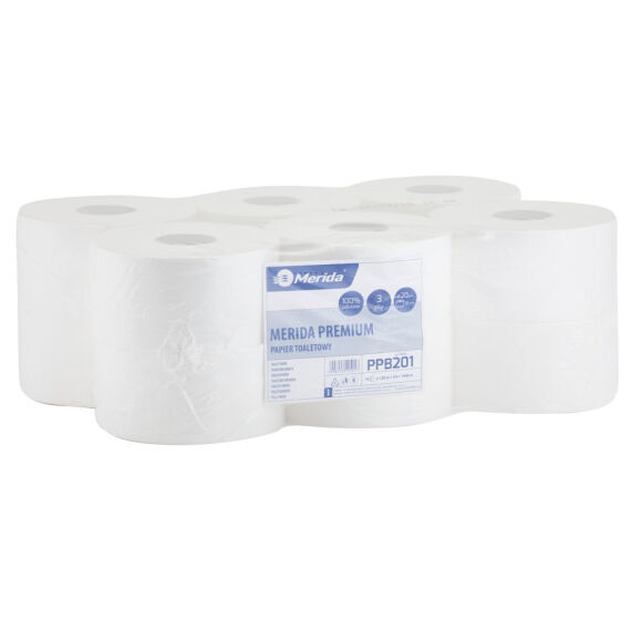 Papier toaletowy Merida Premium 12 szt. 3 warstwy 120 m średnica 20 cm biały celuloza