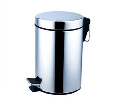 5-liter round EKAplast trash can in glossy steel