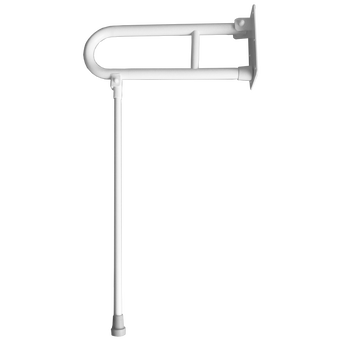 Manija abatible para discapacitados con pata de 32 cm de diámetro y 60 cm de largo, de acero blanco Faneco