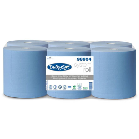 Ręcznik papierowy w roli Bulkysoft Autocut 6 szt. 2 warstwy 200 m niebieski celuloza