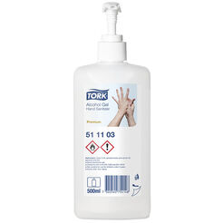 Gel desinfectante de manos, botella con bomba Tork de 500 ml, incoloro