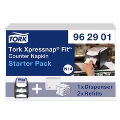 Tork Xpressnap Fit Countertop Napkin Dispenser, Starter Set (dispenser + 2 packs of napkins)
