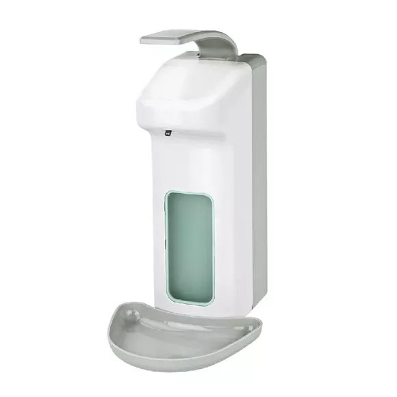 Elbow dispenser for liquid disinfectant and liquid soap Sanitario ESTE 1000ml, white ABS plastic