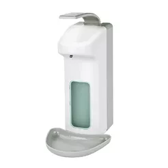 Dispensador de codo para desinfectante líquido y jabón líquido Sanitario ESTE 1000ml, plástico ABS blanco