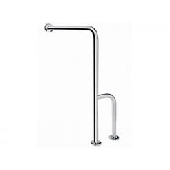 Soporte para personas con discapacidad de pared y suelo derecho ⌀ 32 mm, 75 × 80 cm Bisk, acero inoxidable pulido