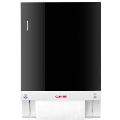 Podajnik na ręczniki bawełniane w rolce CWS Hygiene, czarne tworzywo ABS