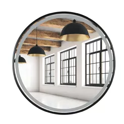 Bathroom mirror round Faneco LED Loft 80 cm illuminated frame color black