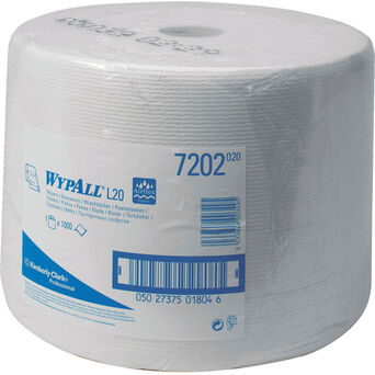 Paño de papel en rollo grande Kimberly Clark WYPALL L20, 1 capa, papel reciclado blanco