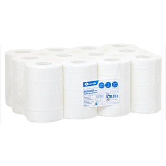 Papierhandtuchrolle Merida Top Mini 12 Stück, 2-lagig, 70 m, weiß, Zellulose