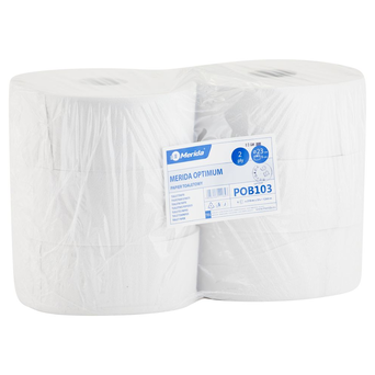 Papel higiénico Merida Optimum 6 rollos 2 capas 210 m diámetro 23 cm blanco papel reciclado