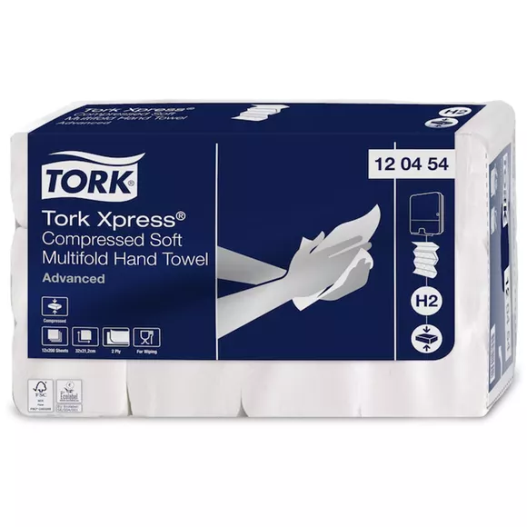 4-Panel Handtuch Tork Xpress 2-lagig 2400 Stück, weißes Altpapier und Zellstoff
