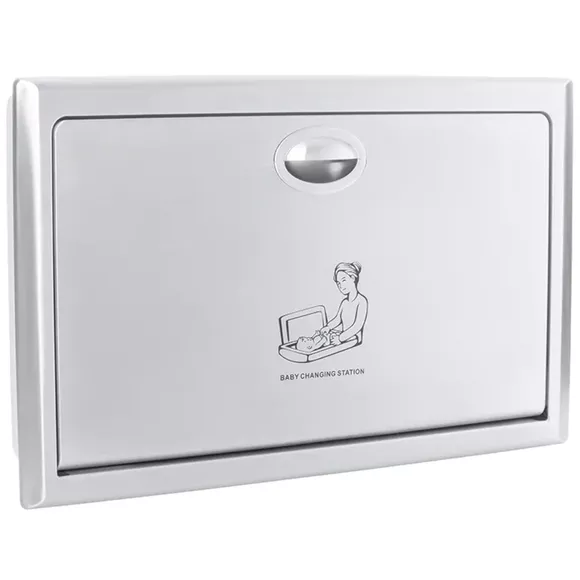 Faneco horizontal folding changing table for infants and toddlers, matte stainless steel