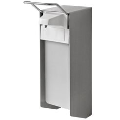 Dispensador de codo para desinfectante de manos y jabón líquido con bomba de plástico Faneco de 1 litro en acero mate