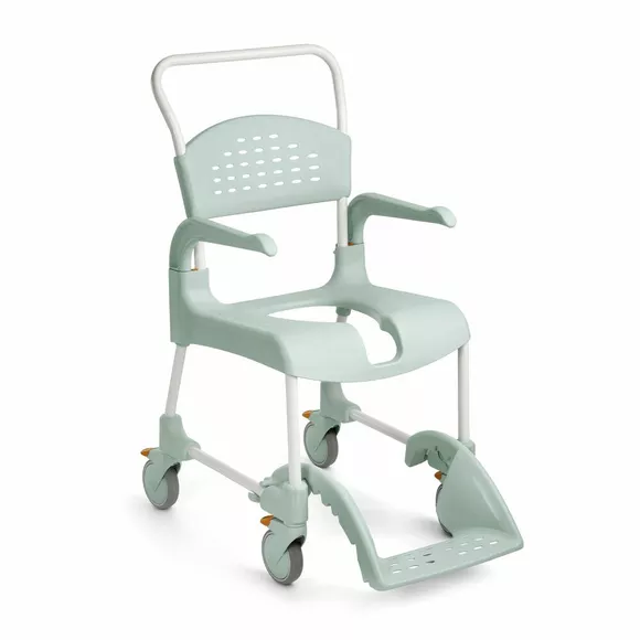 Carro de baño y ducha Etac Clean 49 cm con asiento abatible frontal, verde mar
