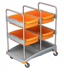 Reinigungswagen mit 4 tiefen Regalen TSZ0015 Splast