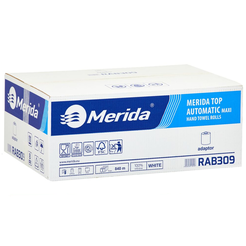 Papierová utierka na rolke s adaptérom Merida Top Automatic maxi 6 ks 2 vrstvy 140 m biela celulóza