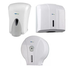 Kit: paper container, towel dispenser and liquid soap dispenser Faneco POP plastic white