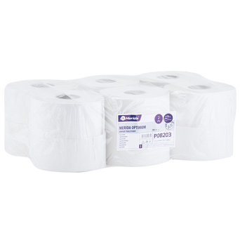 Papel higiénico Merida Optimum 12 rollos 2 capas 140 m diámetro 19 cm blanco papel reciclado