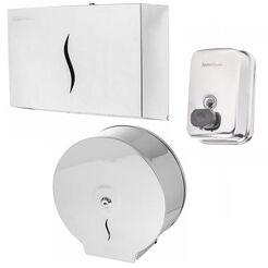 Kit: paper container. Towel dispenser and liquid soap dispenser Faneco DUO polished steel