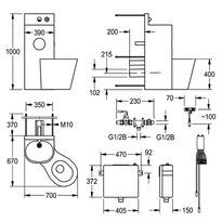 Zestaw sanitarny Franke umywalka + miska WC z lejową miską ustępową umieszczoną po prawej stronie pod kątem 45°