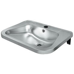 Lavabo de pared con orificio para grifo Faneco, acero inoxidable mate