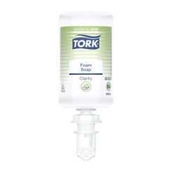 Tork non-alcoholic hand disinfectant foam, 1 liter bottle.