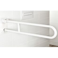 Manija abatible para discapacitados, diámetro 25 cm, 70 cm de largo, PRO Bisk, acero blanco