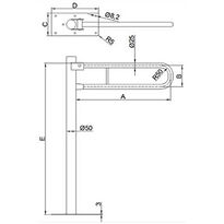 Uchylny uchwyt podłogowy ze stali szlachetnej do WC dla osób starszych i niepełnosprawnych