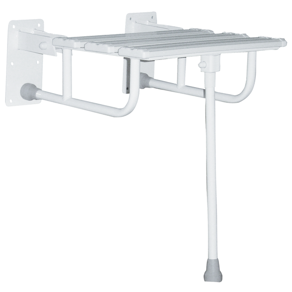 Atestowane naścienne krzesełko prysznicowe uchylne z białej stali