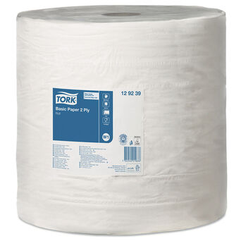Tork universal 2-ply paper roll cleaning cloth 680m white waste paper