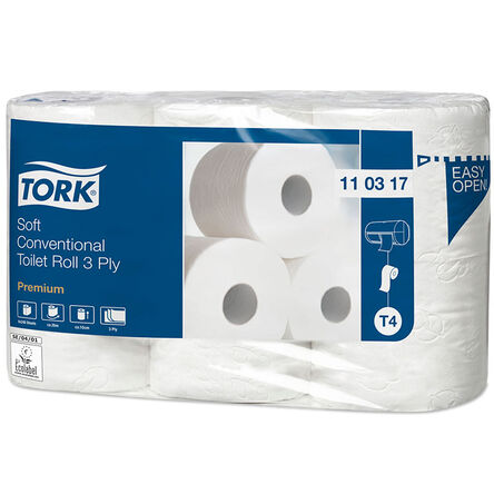 Papier toaletowy w rolkach Tork 3 warstwy 34.7 m biały celuloza