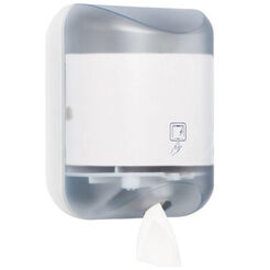 Podajnik na ręczniki papierowe w rolce lub papier toaletowy Merida MINI plastik transparentny