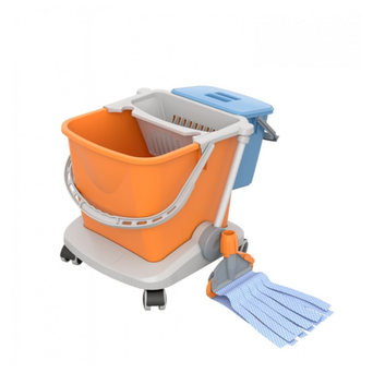 Double-bucket cleaning trolley with 25L and 6L buckets and a press for squeezing by Splast.