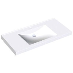 Lavabo para personas con discapacidad con orificio para grifería KWC QUADRO Miranit, blanco