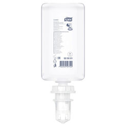 Der Tork Schaumseife, 1 Liter, ist sanft, hellgelb und parfümiert.