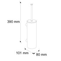 Szczotka do WC z uchwytem mocowanym do ściany TUBA z przykrywką STAL POLEROWANA - wymiary