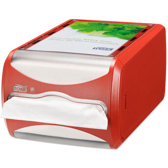 Porta servilletas en el mostrador Tork Xpressnap capacidad 550 unidades color rojo de plástico